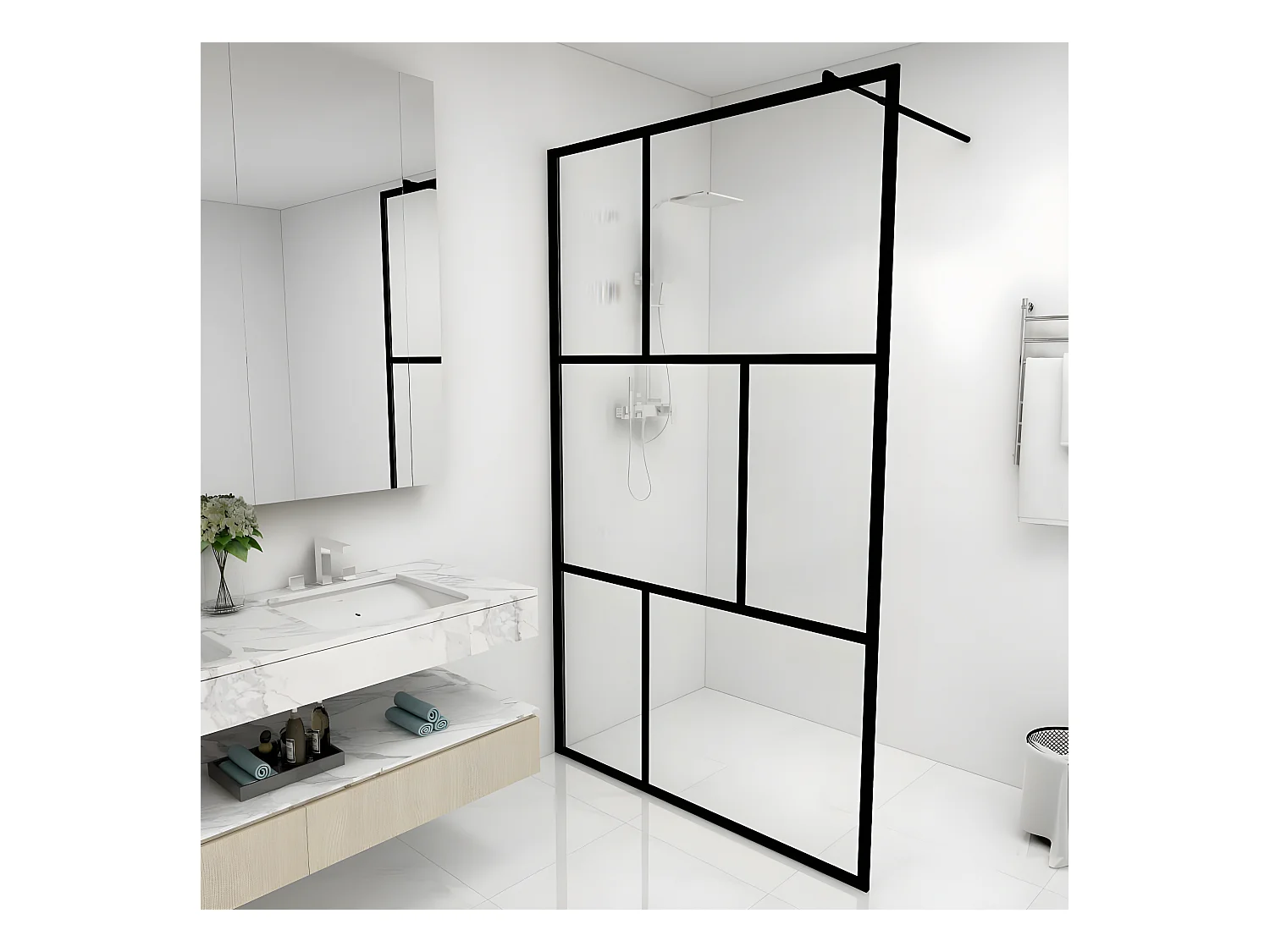 Paroi de douche à l'italienne avec verre trempé Noir 115x195 cm WVGQ1034
