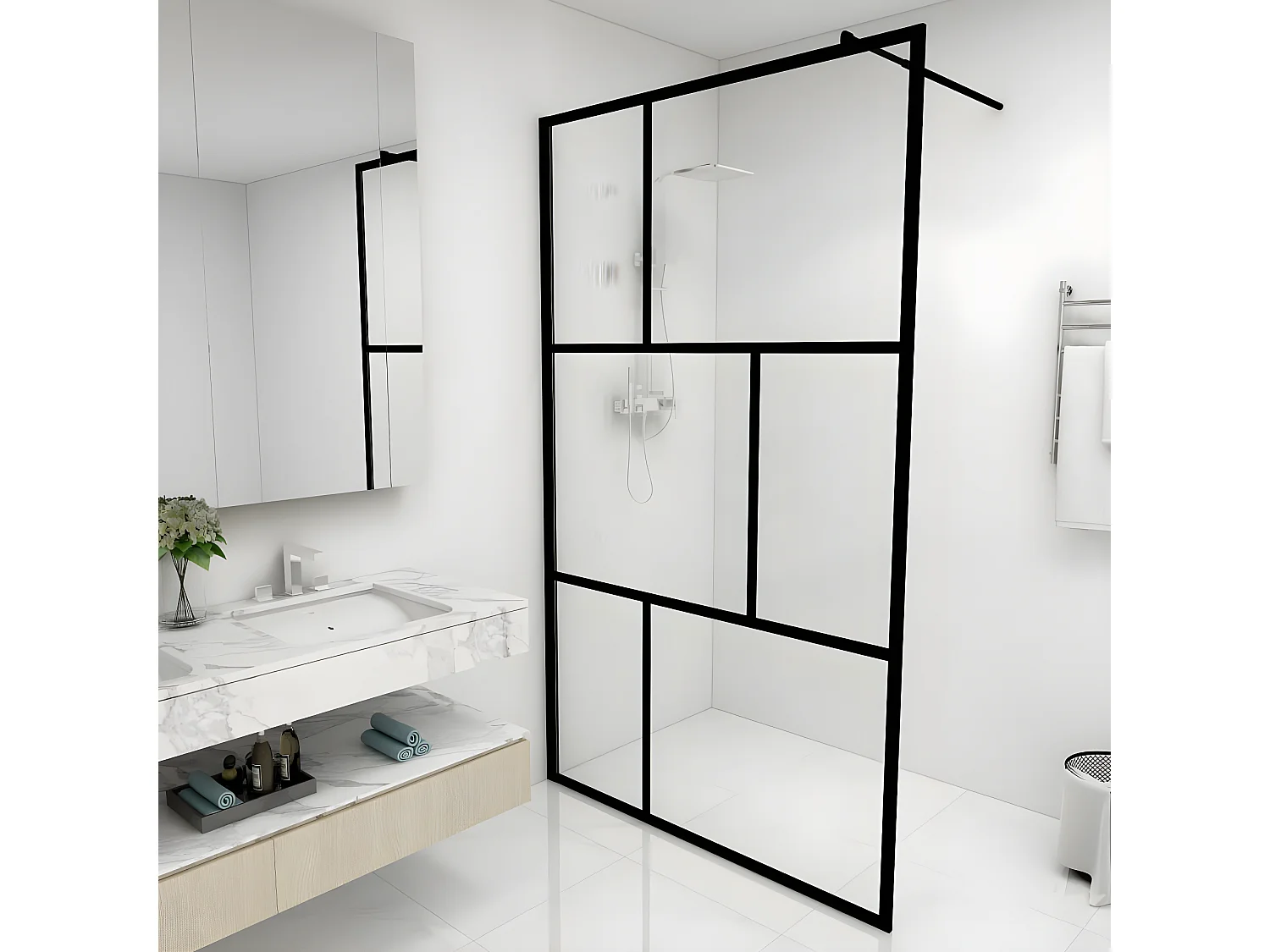 Paroi de douche à l'italienne avec verre trempé Noir 115x195 cm WVGQ1034