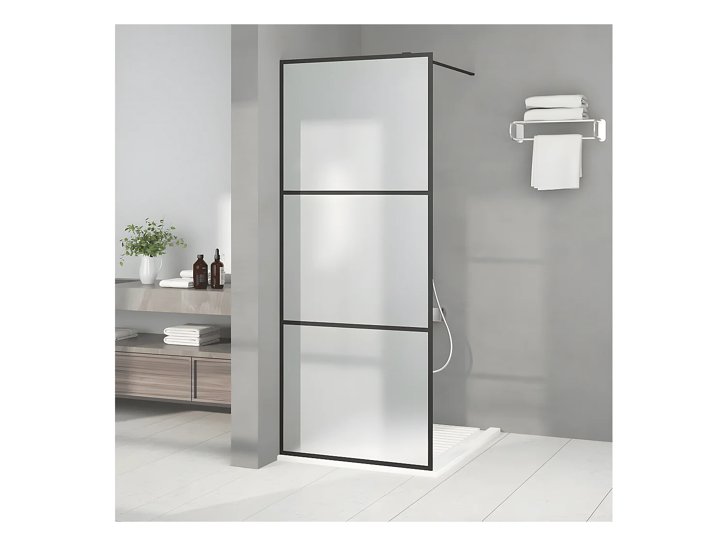 Paroi de douche Noir 80x195 cm Verre ESG dépoli WVGQ4464
