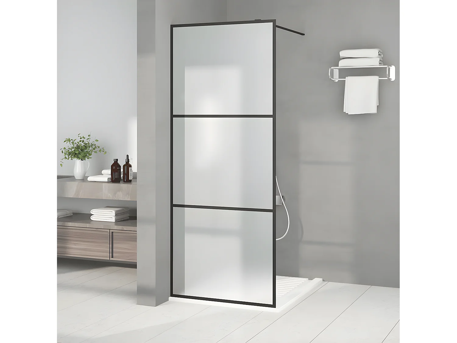 Paroi de douche Noir 80x195 cm Verre ESG dépoli WVGQ4464