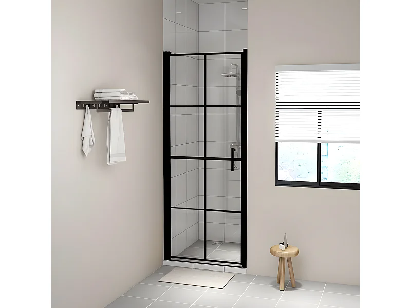 Porte de douche verre trempé 91x195 cm noir WVGQ7769