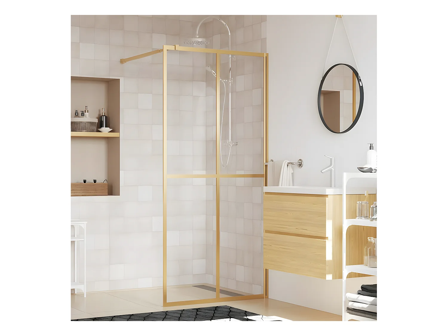 Paroi de douche avec verre ESG transparent doré 90x195 cm WVGQ5934