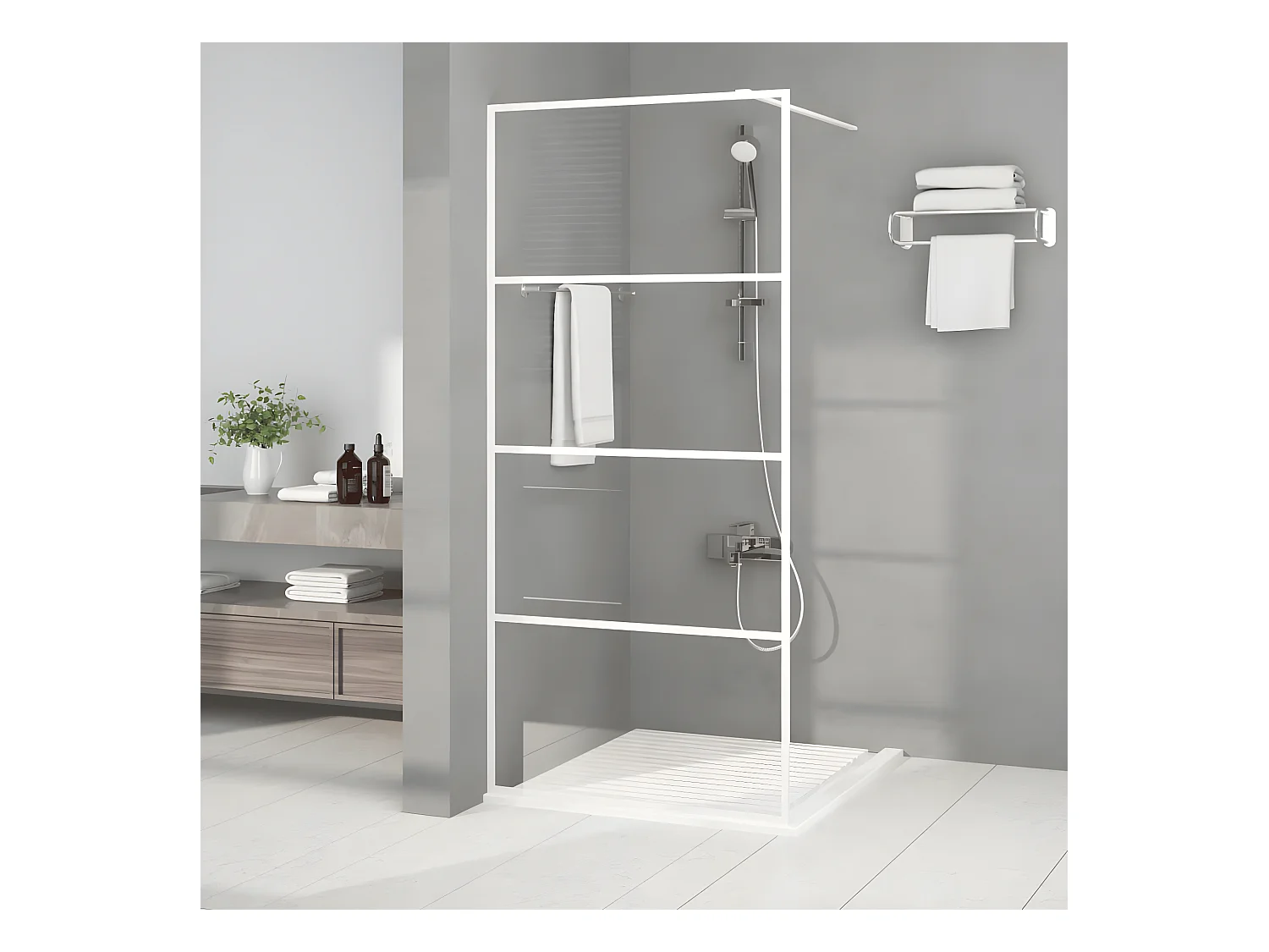 Paroi de douche Blanc 90x195 cm Verre ESG transparent WVGQ8100