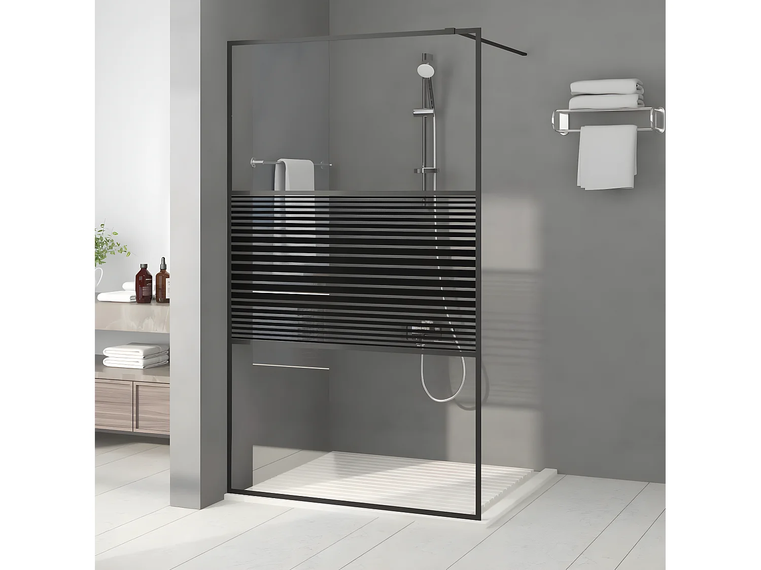 Paroi de douche Noir 115x195 cm Verre ESG transparent WVGQ6950