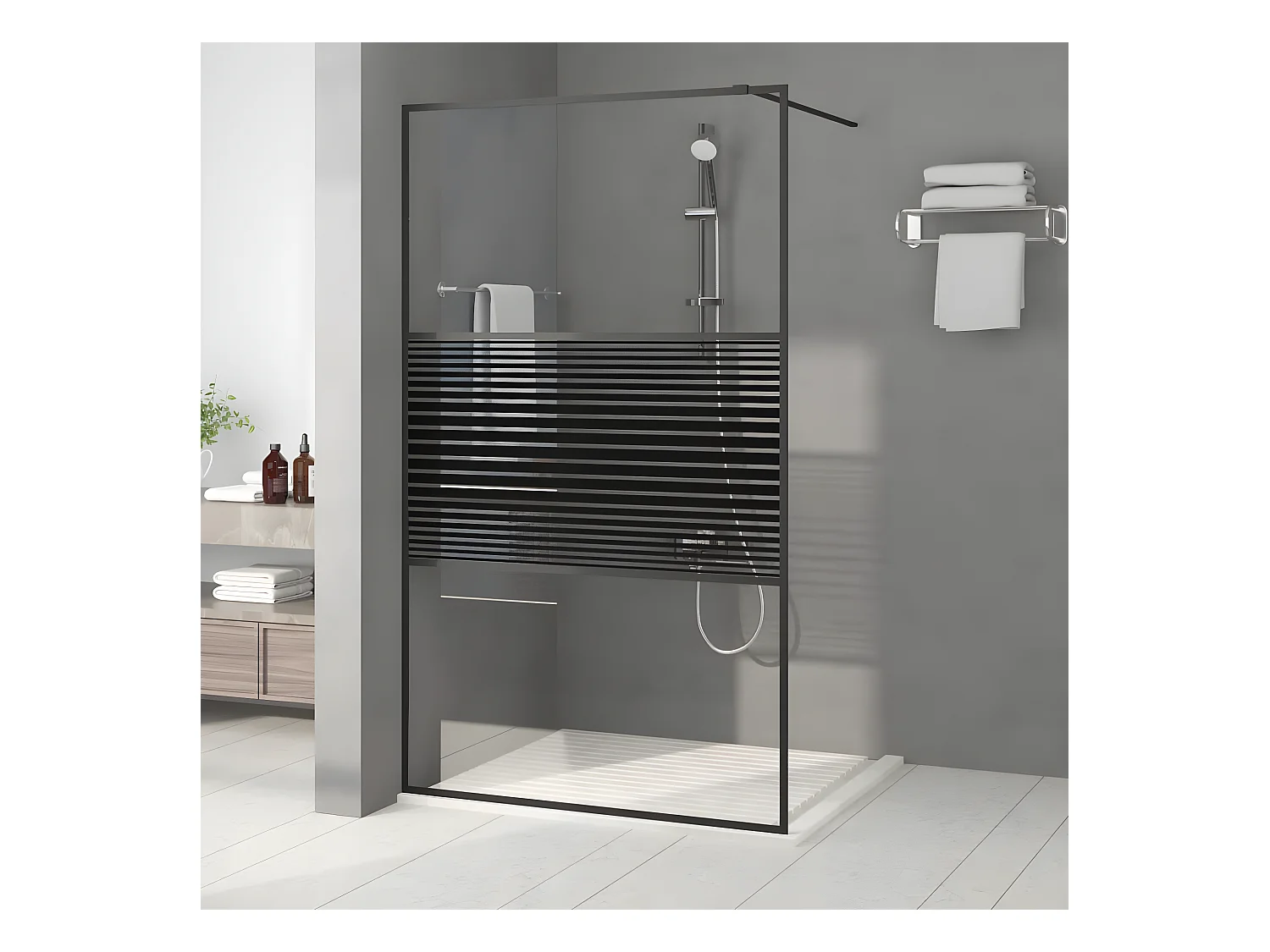 Paroi de douche Noir 115x195 cm Verre ESG transparent WVGQ6950