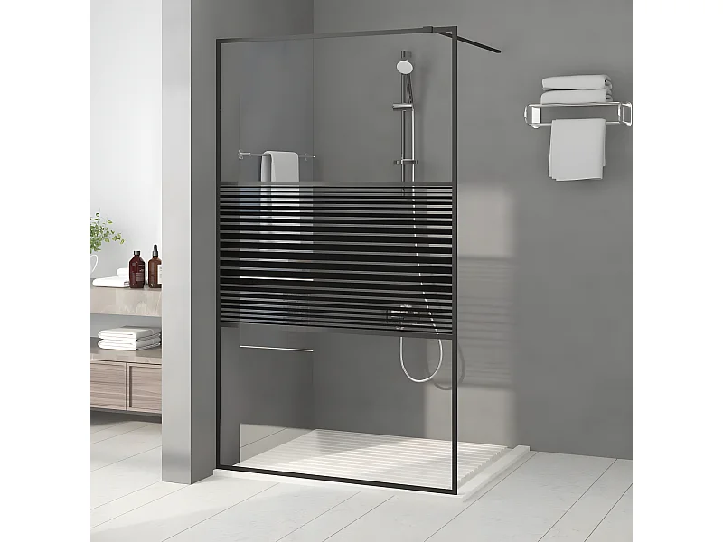 Divisória de chuveiro c/ vidro ESG transparente 115x195cm preto PT169709