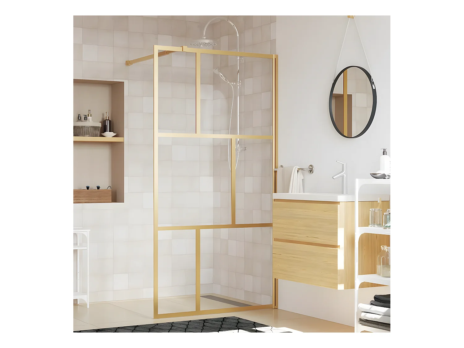 Paroi de douche avec verre ESG transparent doré 115x195 cm WVGQ1483