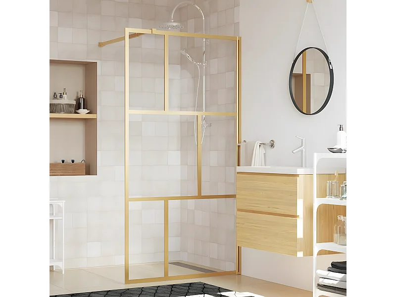 Paroi de douche avec verre ESG transparent doré 115x195 cm WVGQ1483