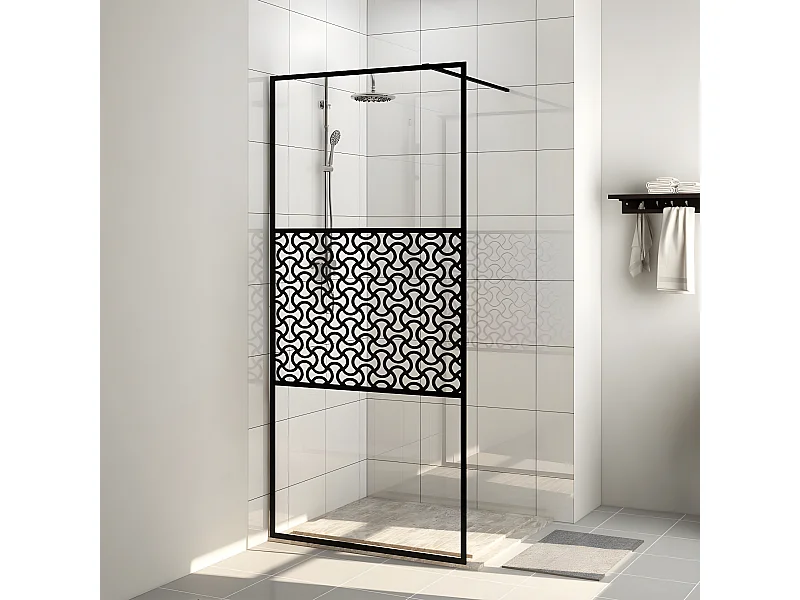 Paroi de douche avec verre ESG transparent 100x195 cm Noir WVGQ3376