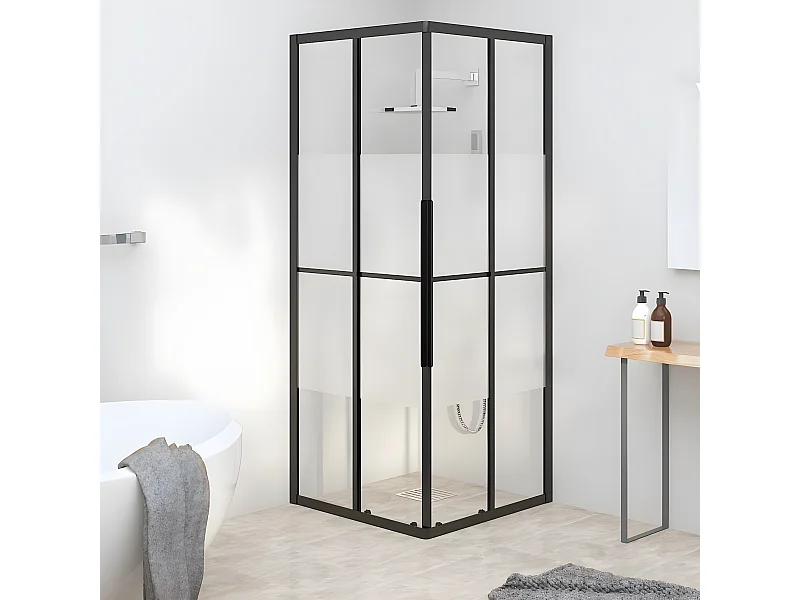 Cabine de duche ESG semiopaco 80x80x180 cm preto PT460120