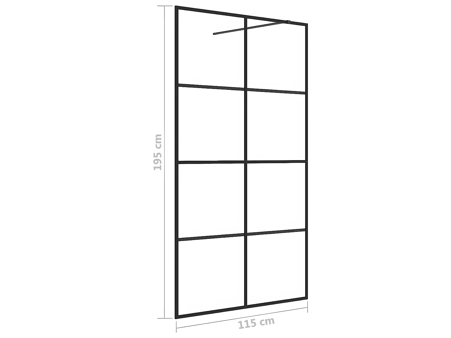 Divisória de chuveiro c/ vidro transparente ESG 115x195cm preto PT438129