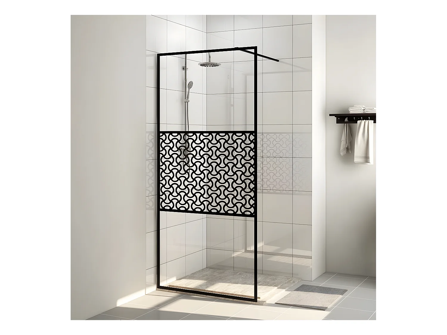 Paroi de douche avec verre ESG transparent 80x195 cm Noir WVGQ9366