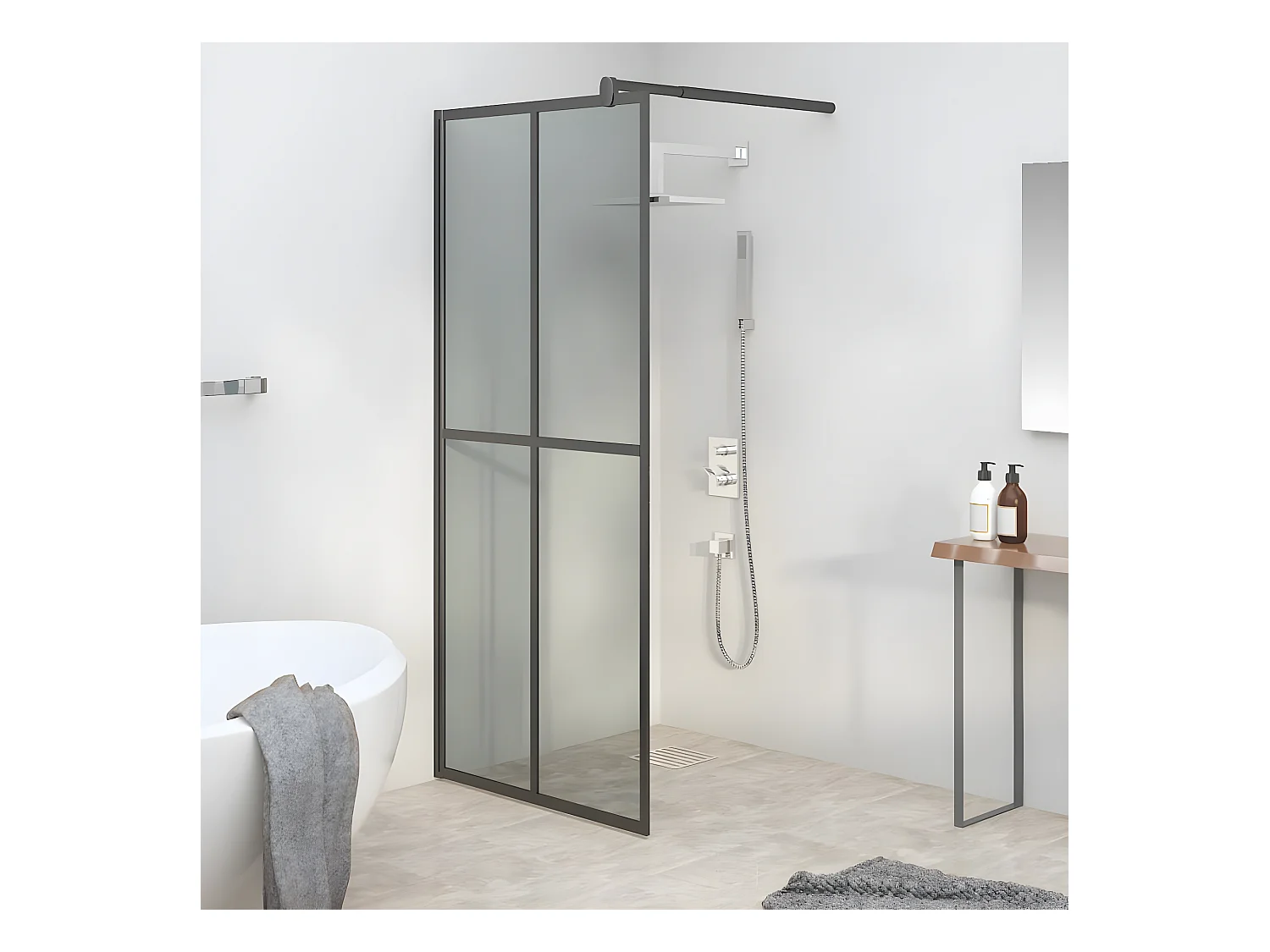 Paroi de douche 90x195 cm Verre trempé foncé WVGQ1856
