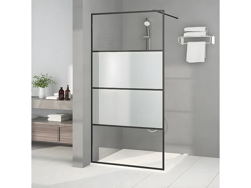 Paroi de douche Noir 100x195 cm Verre ESG demi-dépoli WVGQ5506