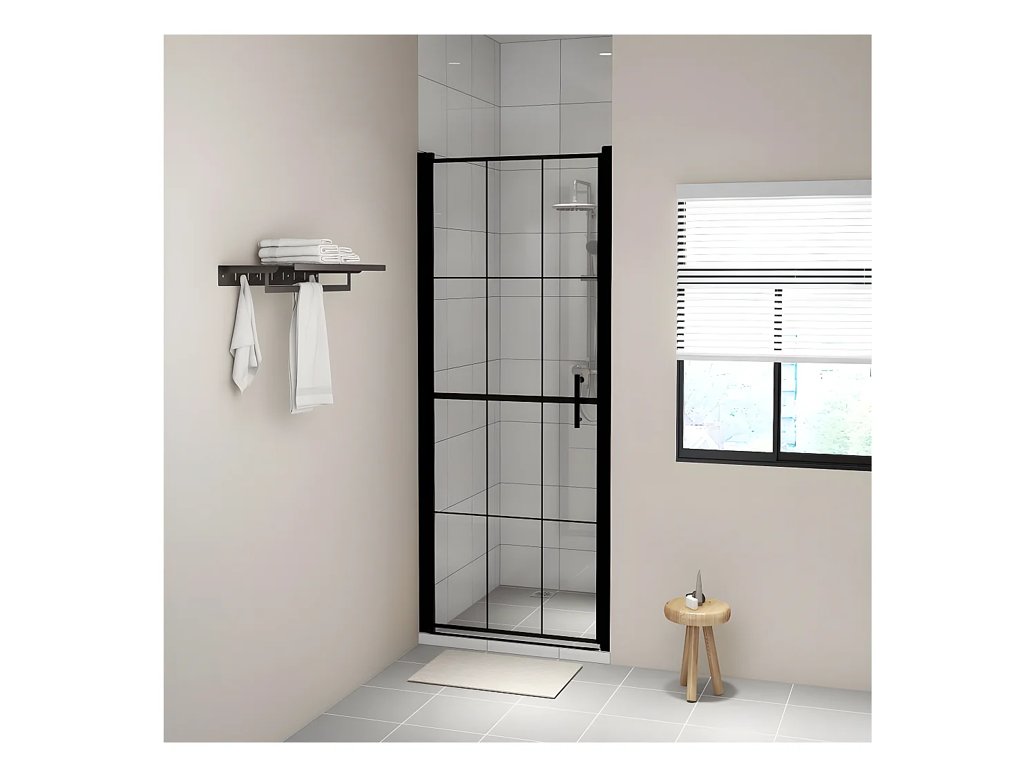 Porte de douche Verre trempé 81x195 cm Noir WVGQ9606