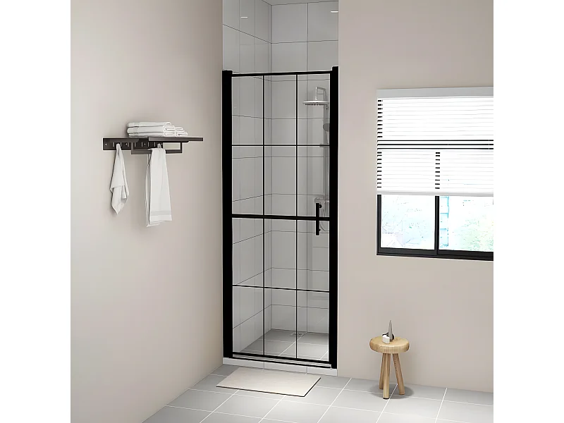 Porte de douche Verre trempé 81x195 cm Noir WVGQ9606