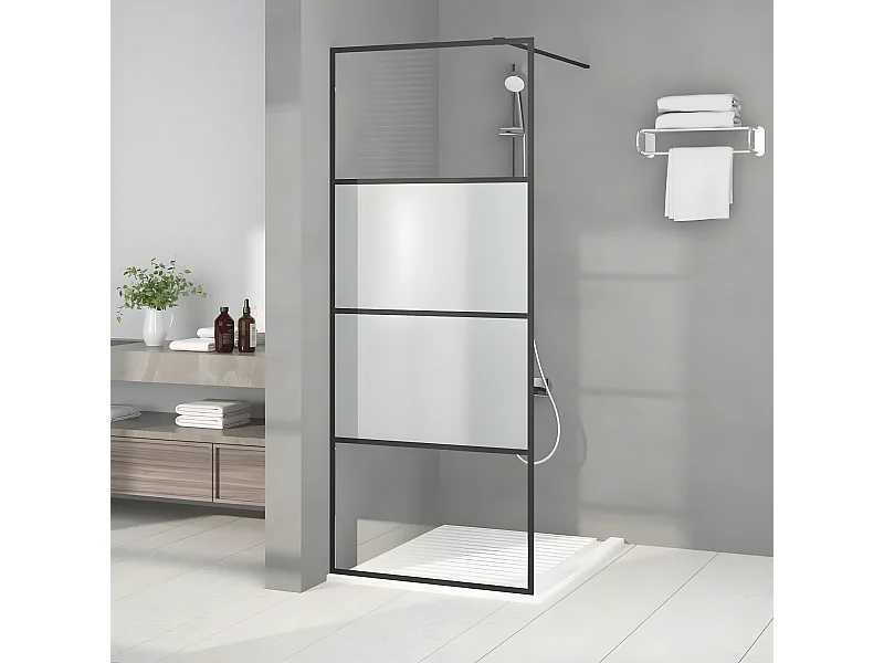 Paroi de douche Noir 80x195 cm Verre ESG demi-dépoli WVGQ4296