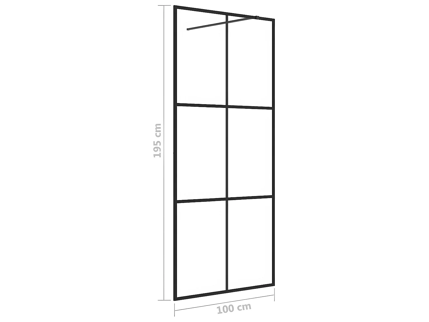 Mampara ducha accesible vidrio ESG transparente negro 100x195cm ES66445