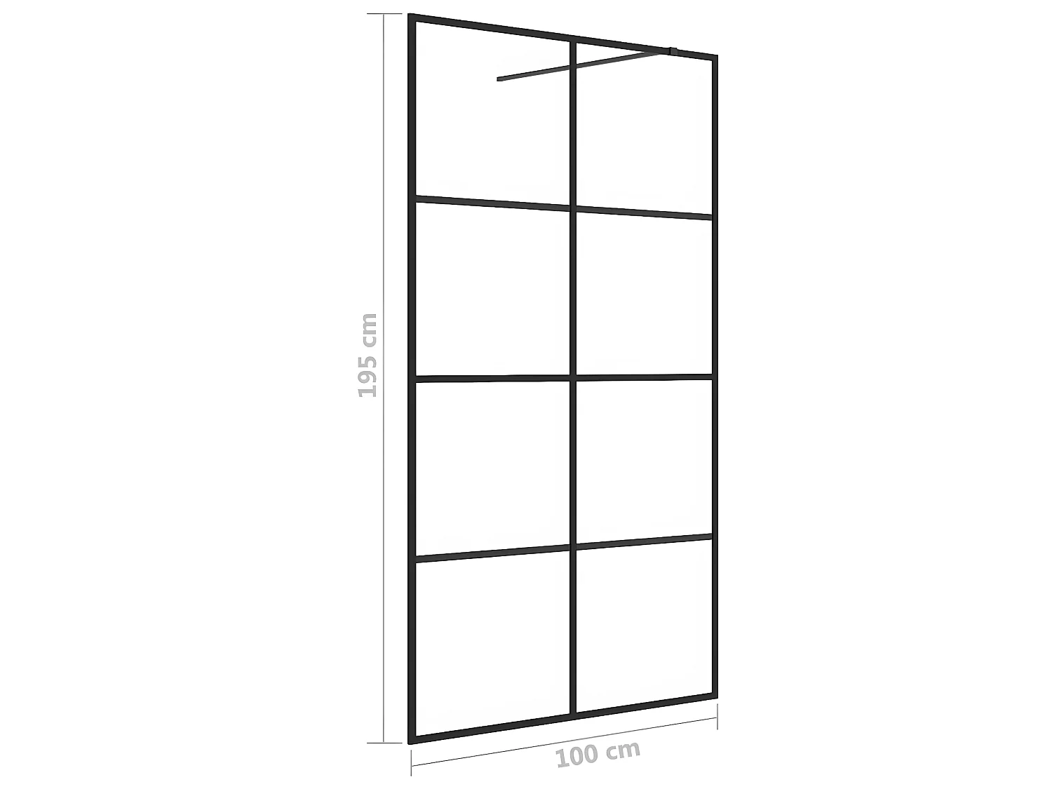 Divisória de chuveiro c/ vidro transparente ESG 100x195cm preto PT483939