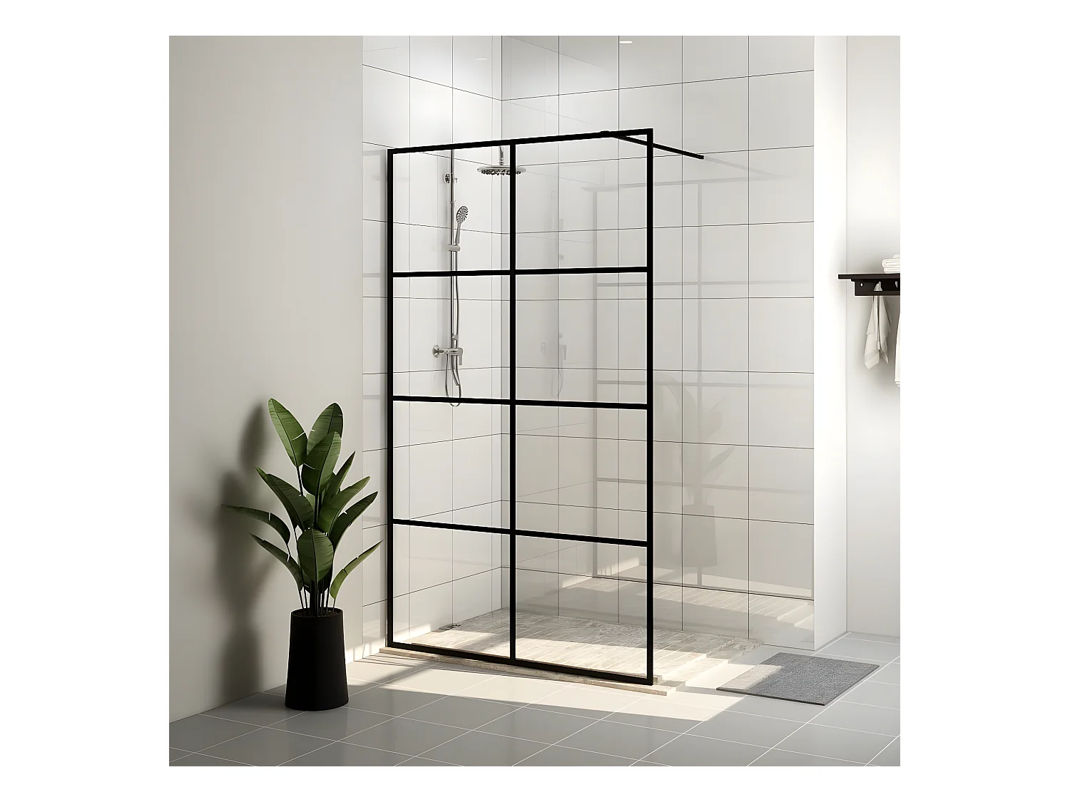 Paroi de douche avec verre ESG transparent 100x195 cm Noir WVGQ1319