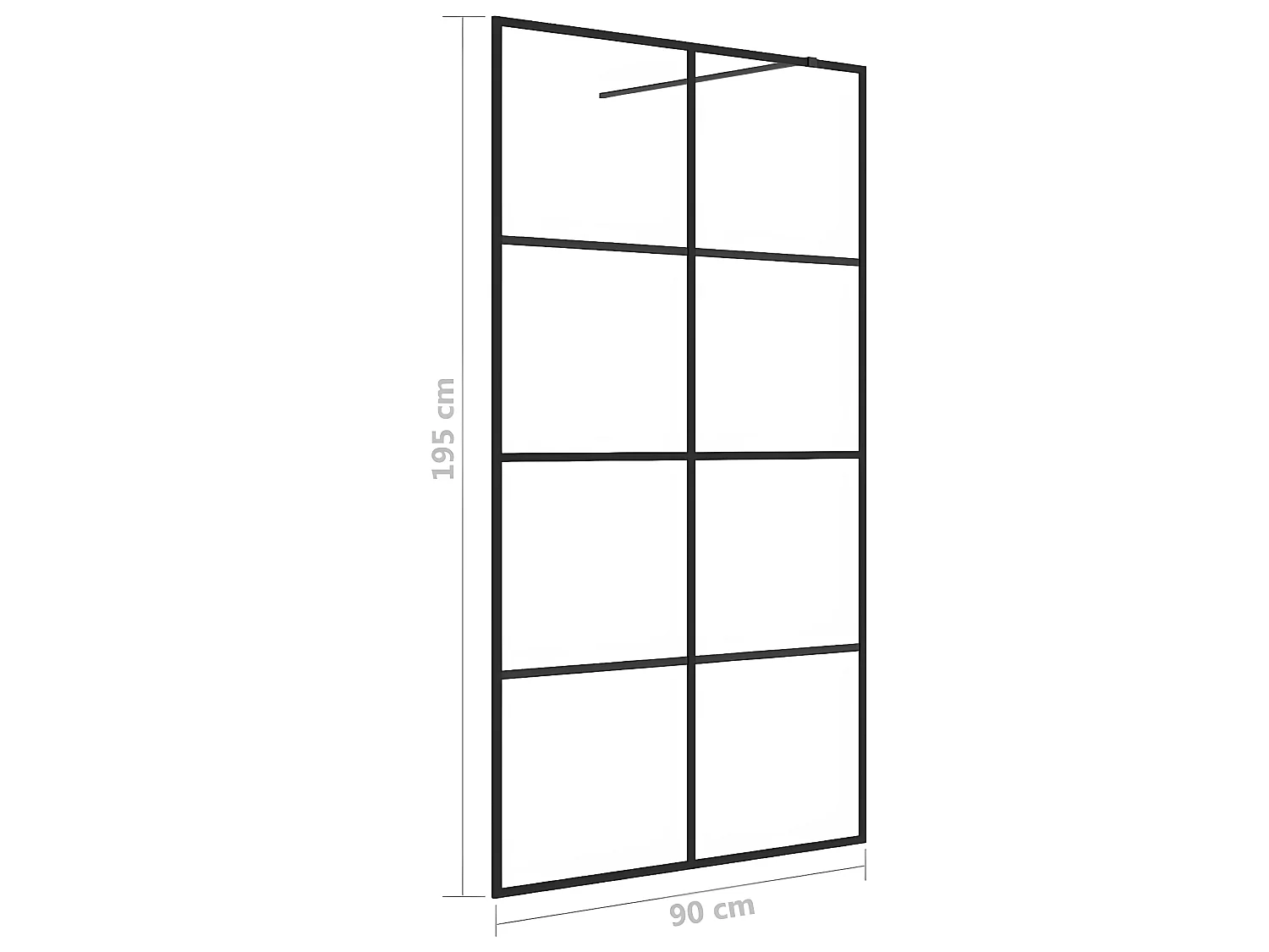 Divisória de chuveiro c/ vidro transparente ESG 90x195 cm preto PT908480