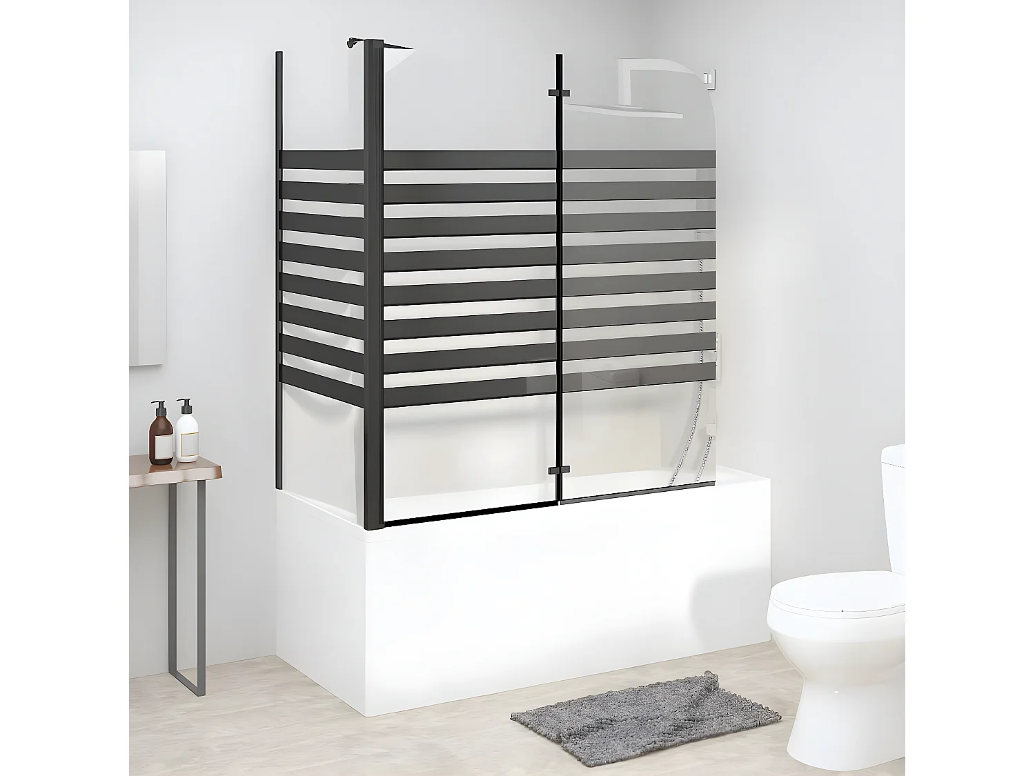 Paroi de douche à rayures 120x68x130 cm Verre trempé WVGQ3631