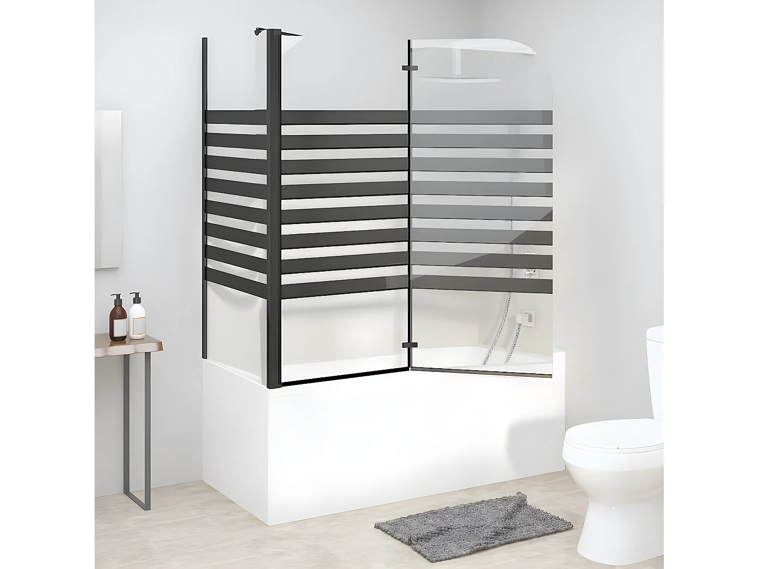 Paroi de douche à rayures 120x68x130 cm Verre trempé WVGQ3631
