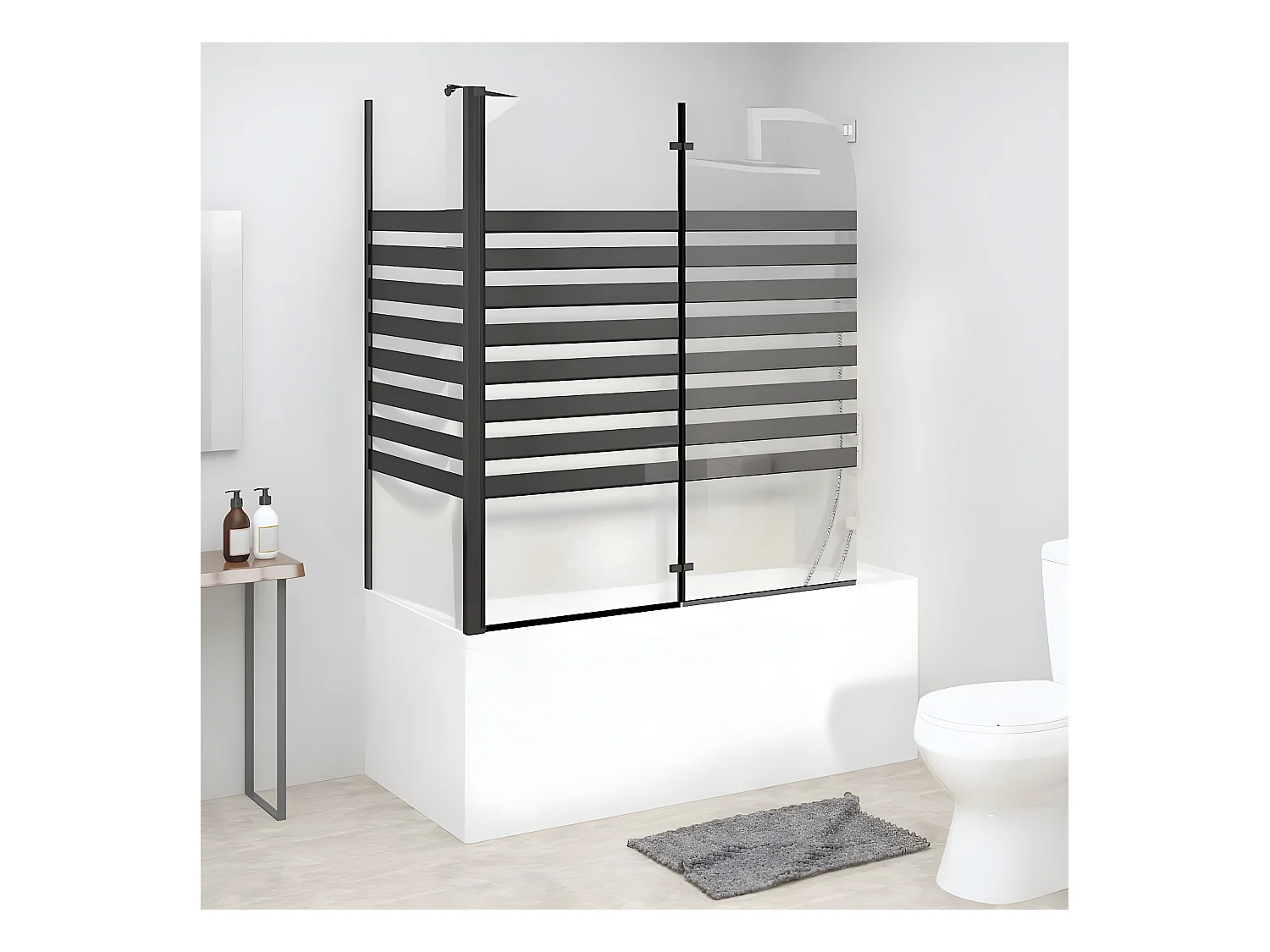 Paroi de douche à rayures 120x68x130 cm Verre trempé WVGQ3631