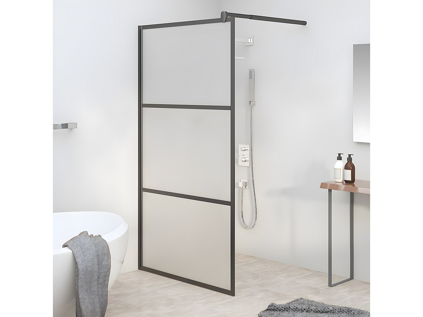 Paroi de douche 100x195 cm Verre ESG dépoli Noir WVGQ5508