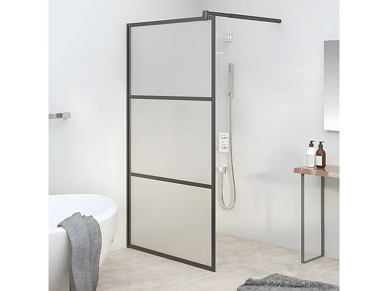 Divisória de chuveiro 100x195 cm vidro opaco ESG preto PT146925