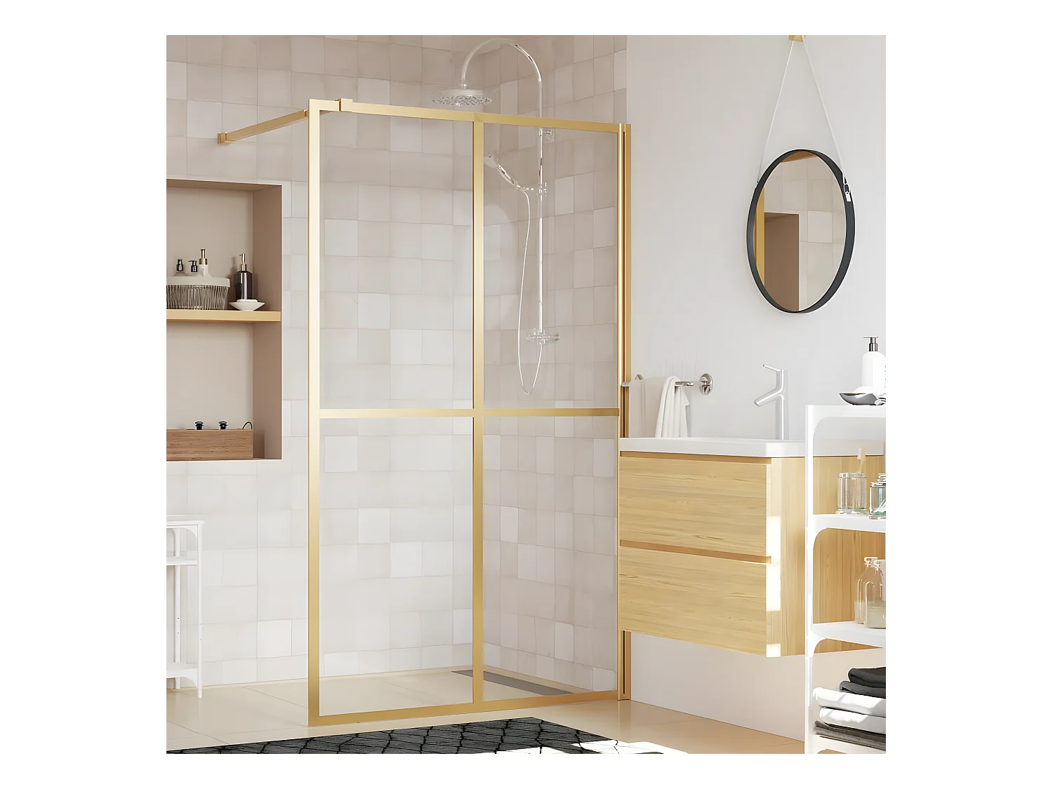 Paroi de douche avec verre ESG transparent doré 140x195 cm WVGQ3253