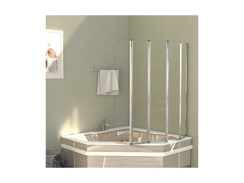 Mampara de ducha de vidrio templado transparente 120x140 cm ES313028