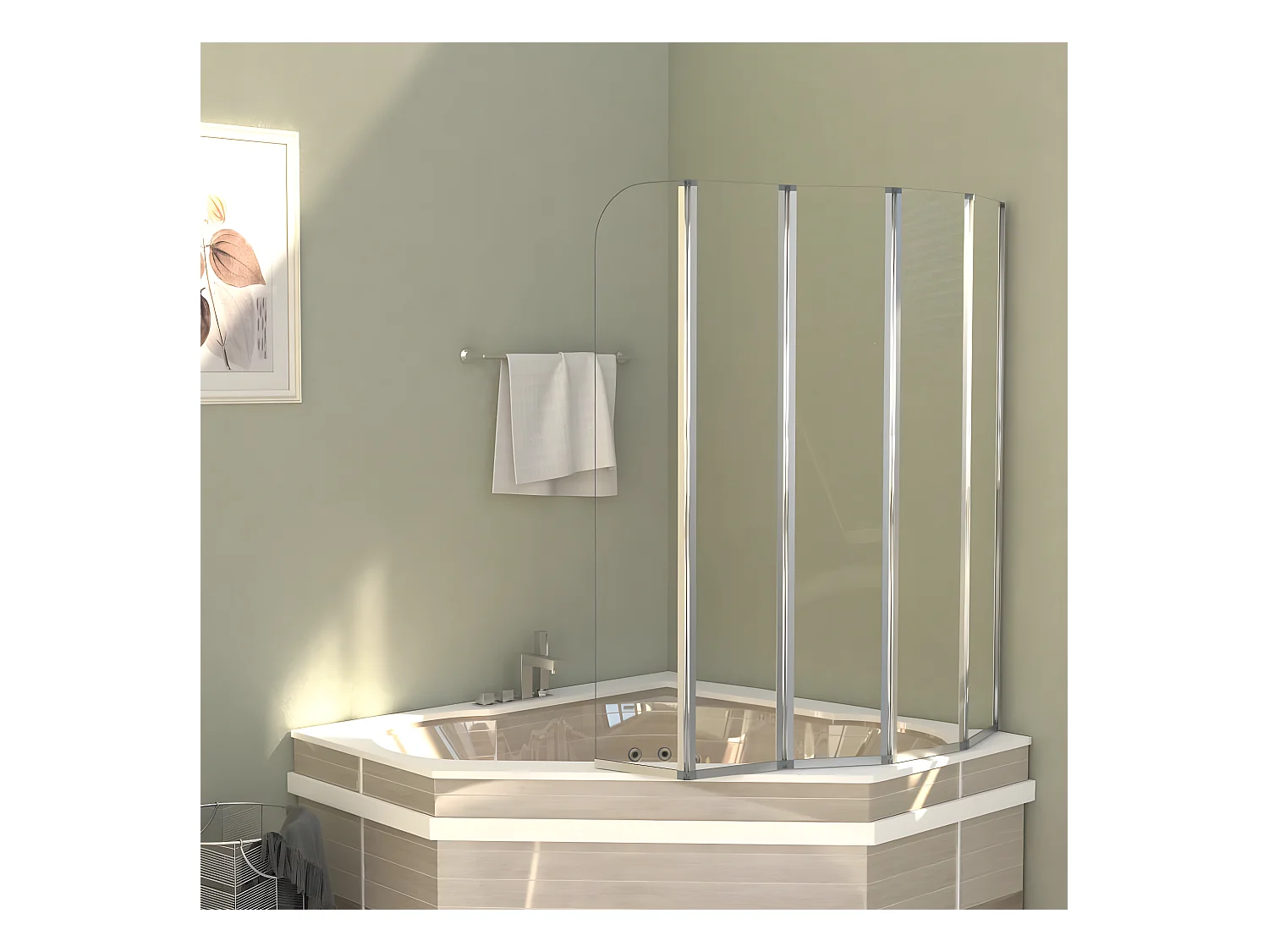 Enclos de bain 120x140 cm Verre trempé Transparent WVGQ4637