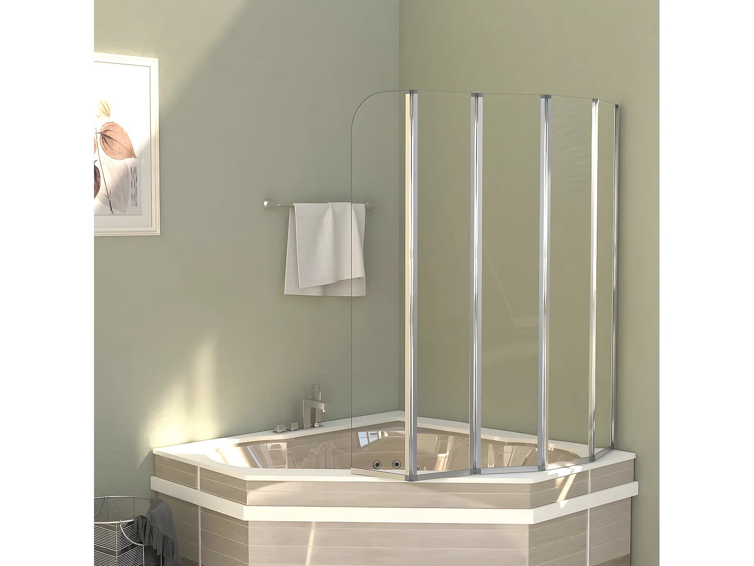 Mampara de ducha de vidrio templado transparente 120x140 cm ES313028