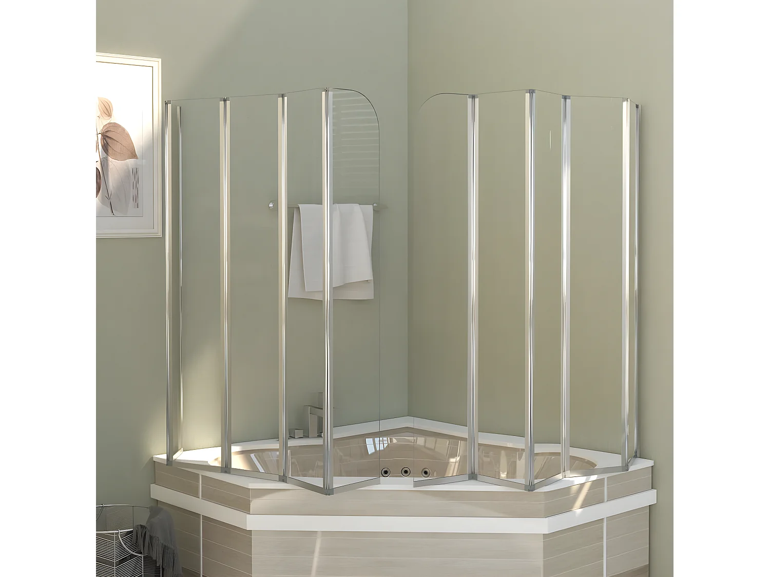 Mampara de ducha de vidrio templado transparente 120x140 cm ES313028