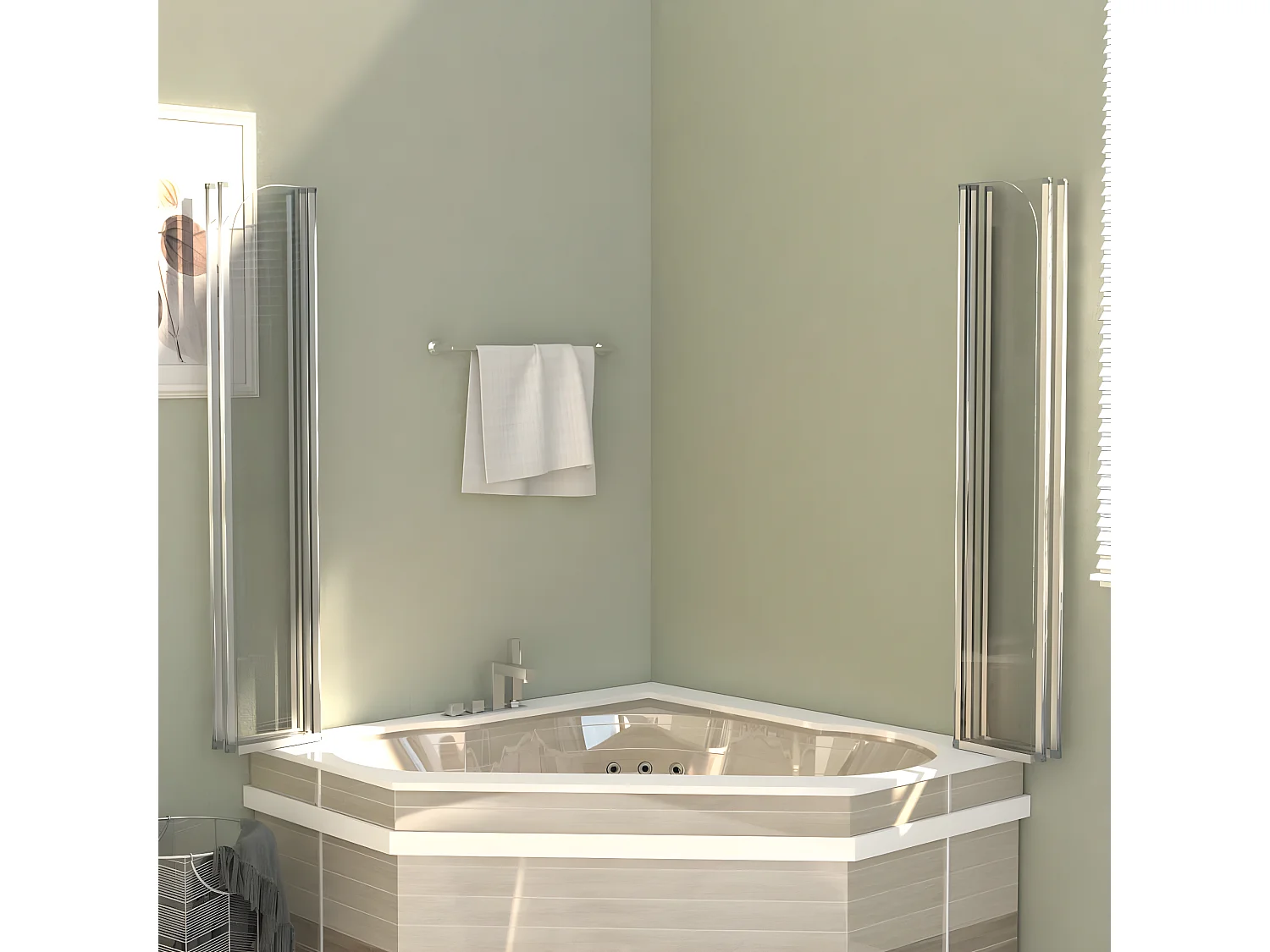 Mampara de ducha de vidrio templado transparente 120x140 cm ES313028