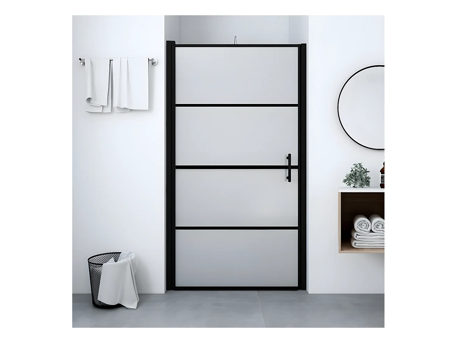 Porte de douche verre trempé dépoli 91x195 cm noir WVGQ6814