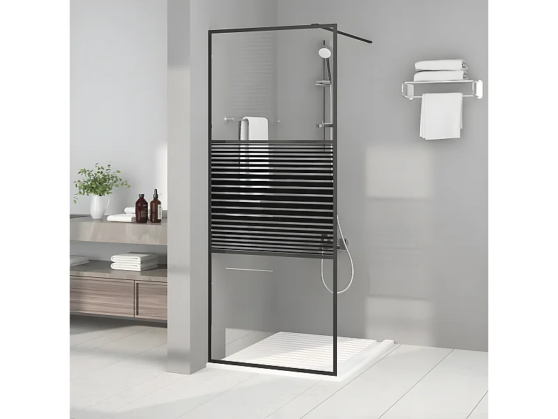 Paroi de douche Noir 80x195 cm Verre ESG transparent WVGQ9263