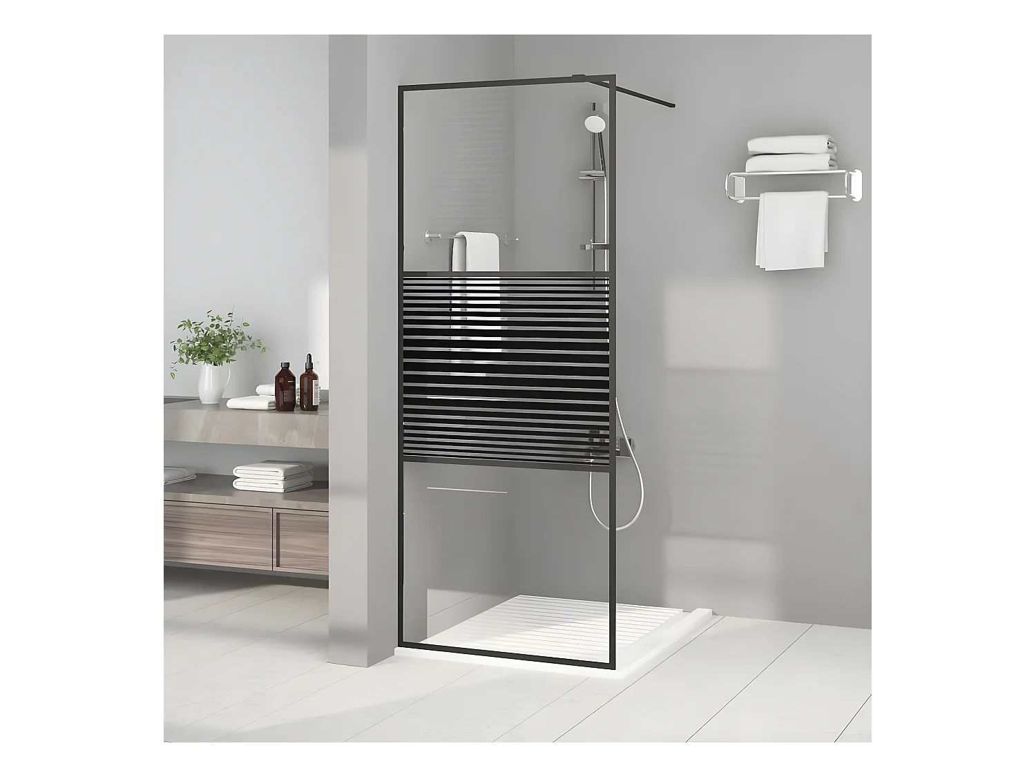 Paroi de douche Noir 80x195 cm Verre ESG transparent WVGQ9263