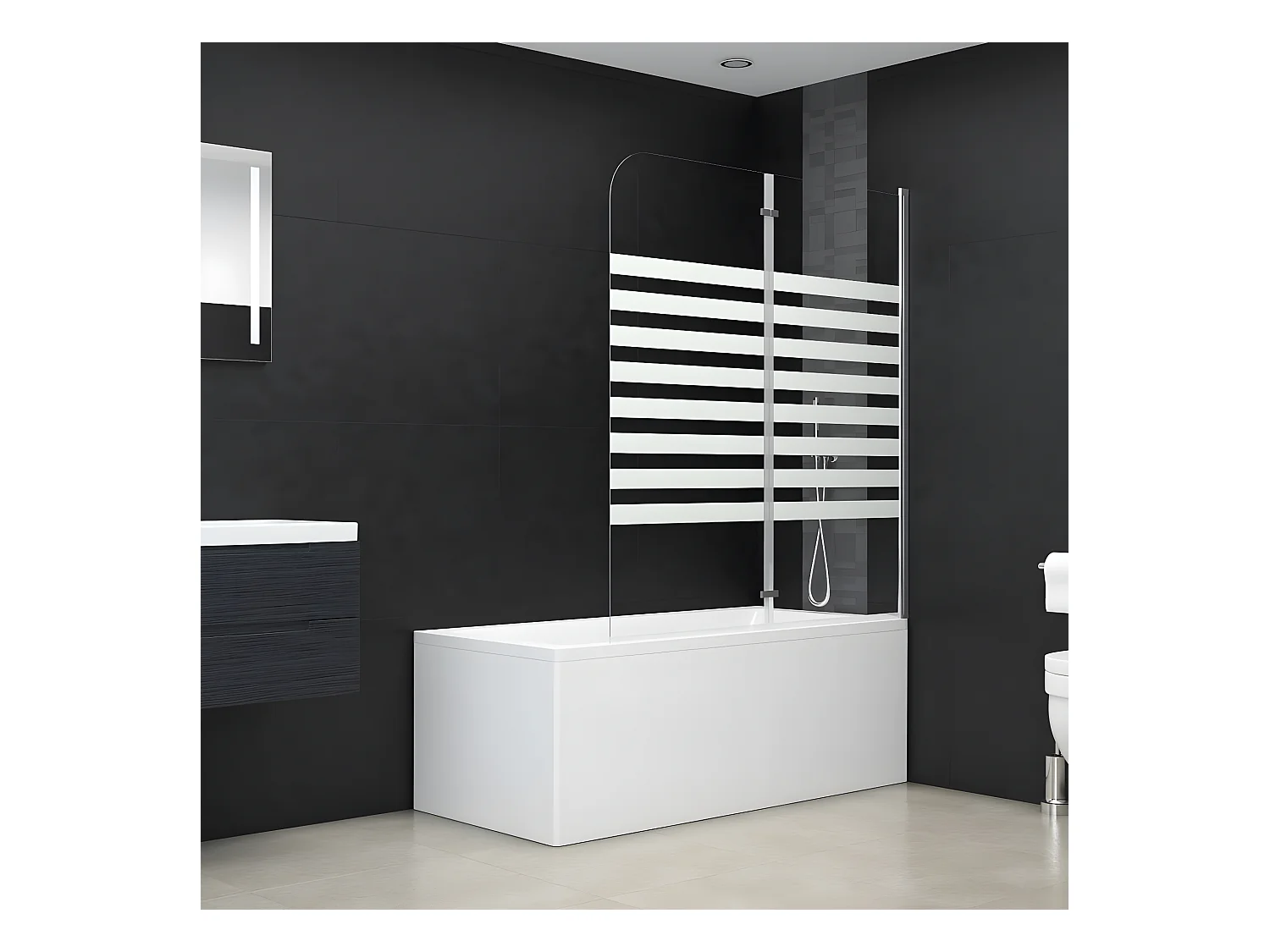 Enclos de bain 120x140 cm Verre trempé Rayures WVGQ6826