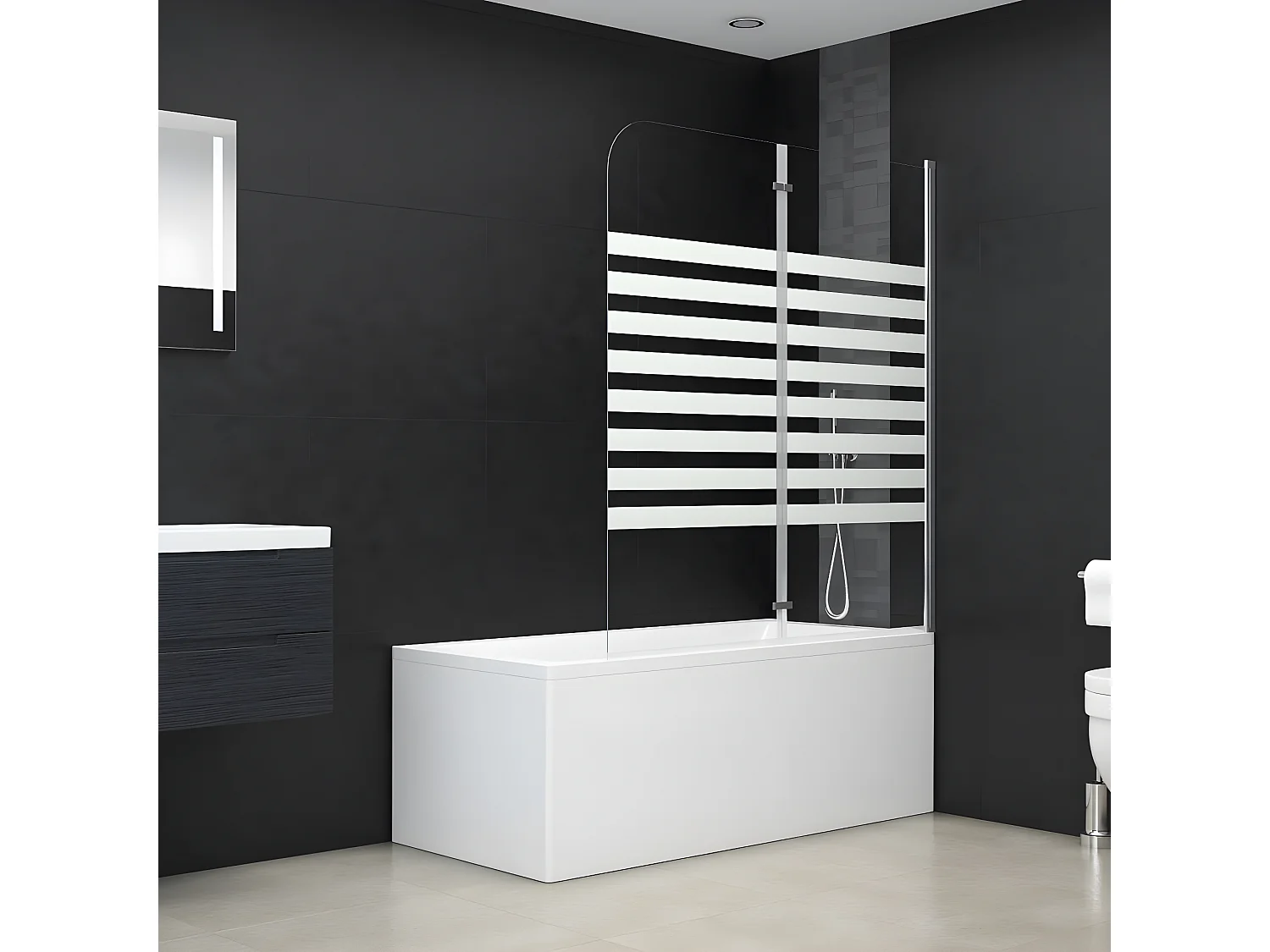 Mampara de ducha de vidrio templado a rayas 120x140 cm ES204707