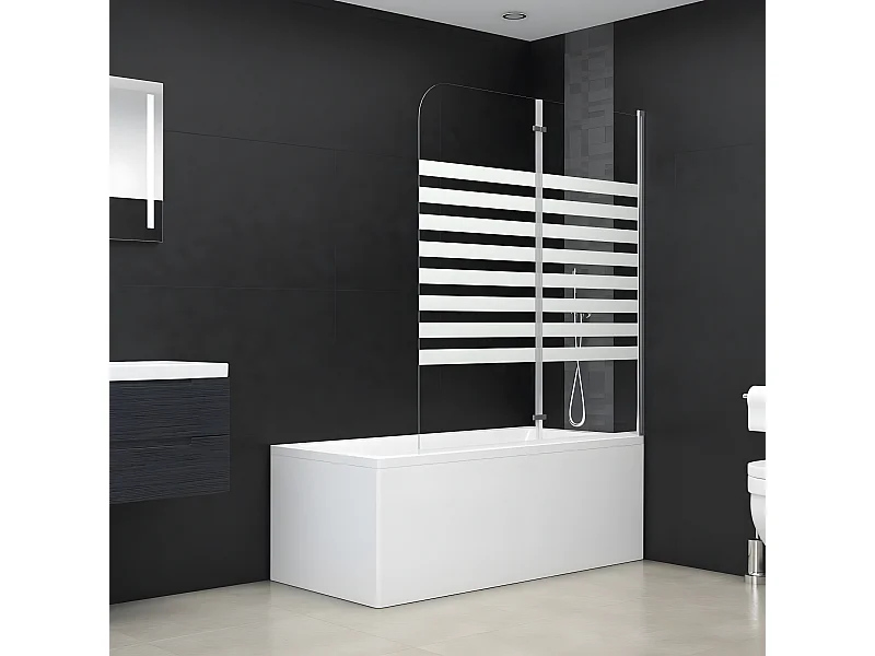 Enclos de bain 120x140 cm Verre trempé Rayures WVGQ6826