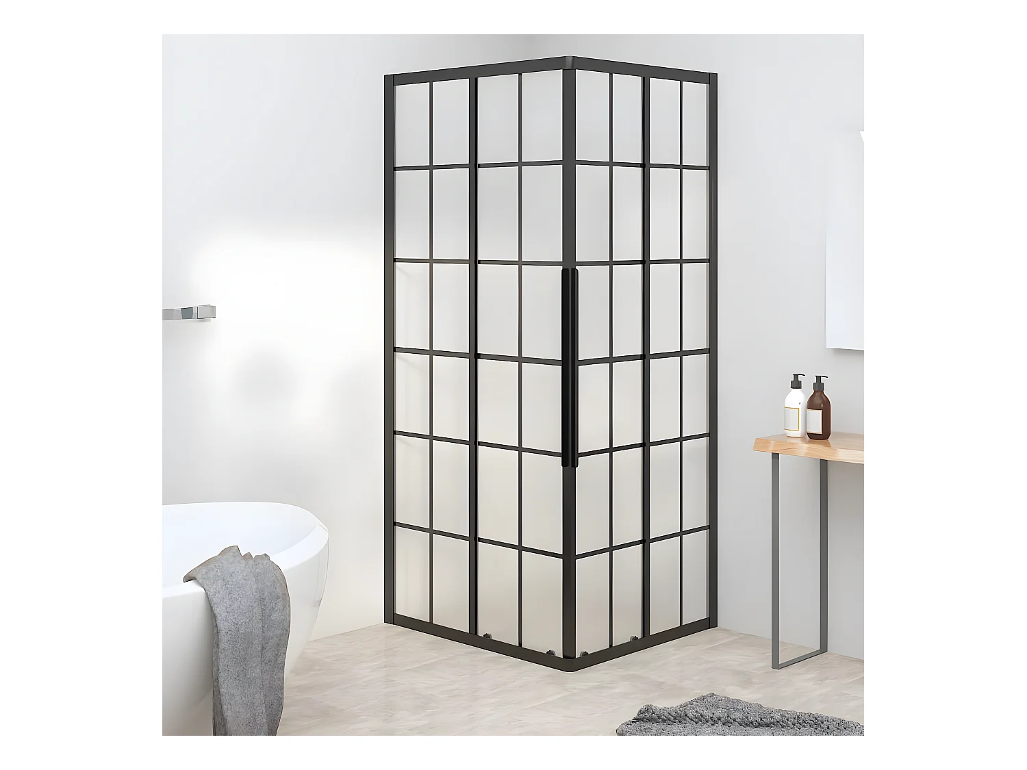 Paroi de douche ESG dépoli 80x70x180 cm Noir WVGQ2477