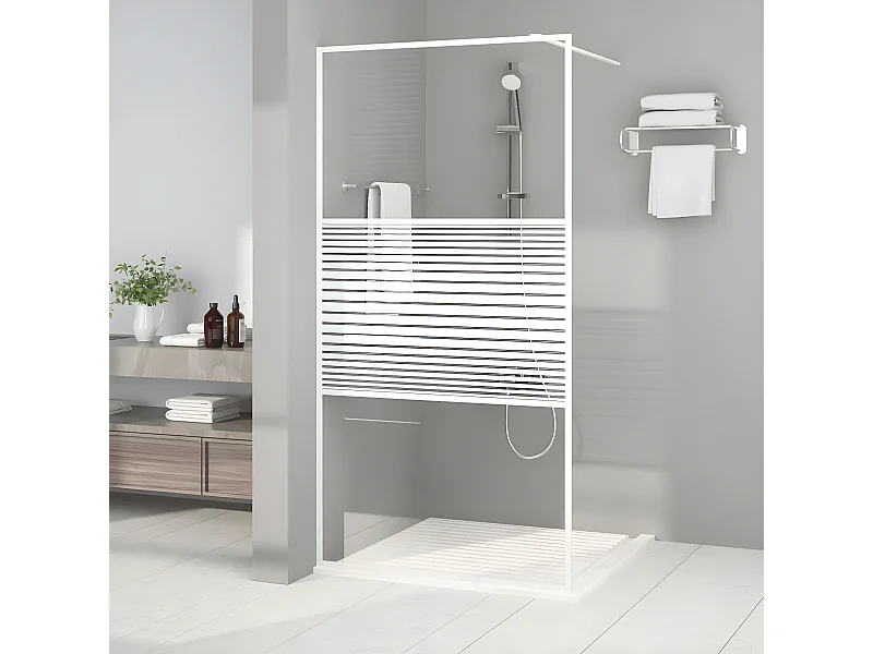 Mampara de ducha vidrio ESG transparente blanco 100x195 cm ES517188