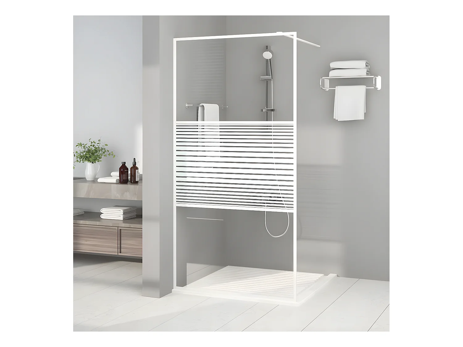 Paroi de douche Blanc 100x195 cm Verre ESG transparent KWO8795