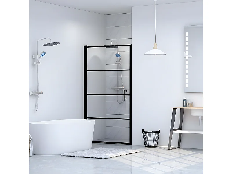 Porte de douche verre trempé 91x195 cm noir WVGQ6661