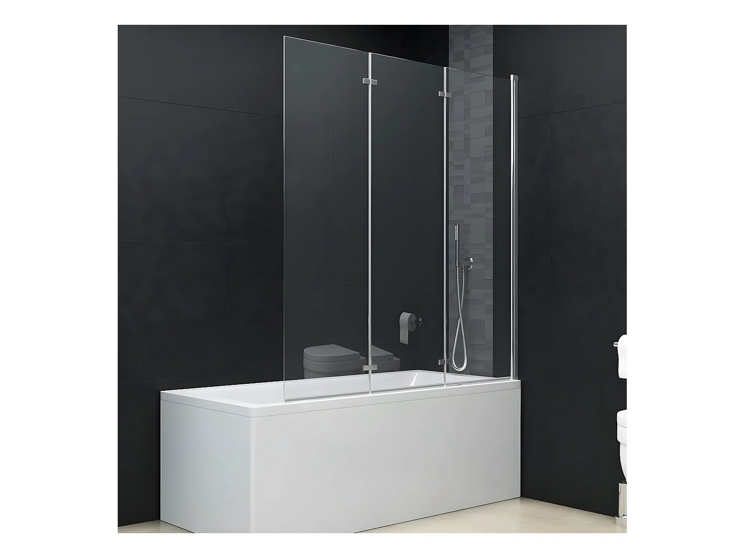 Divisória de chuveiro dobrável 3 painéis ESG 130x138 cm PT384699