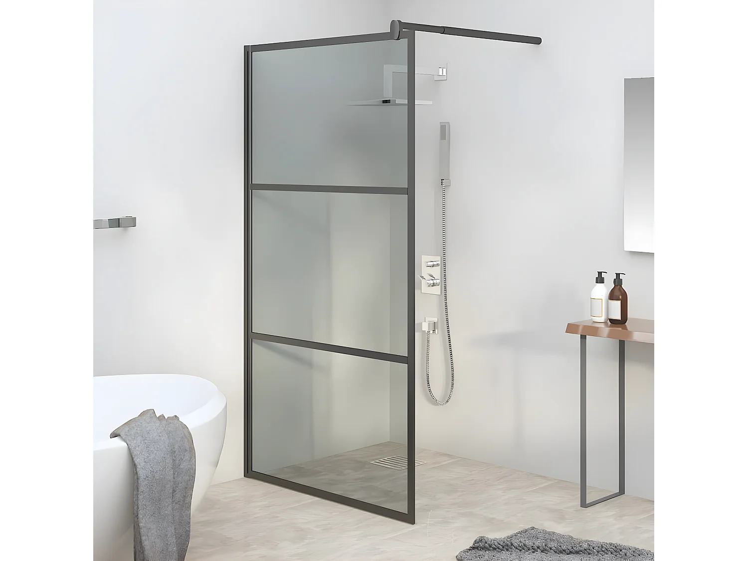 Paroi de douche 100x195 cm Verre ESG foncé Noir WVGQ3182