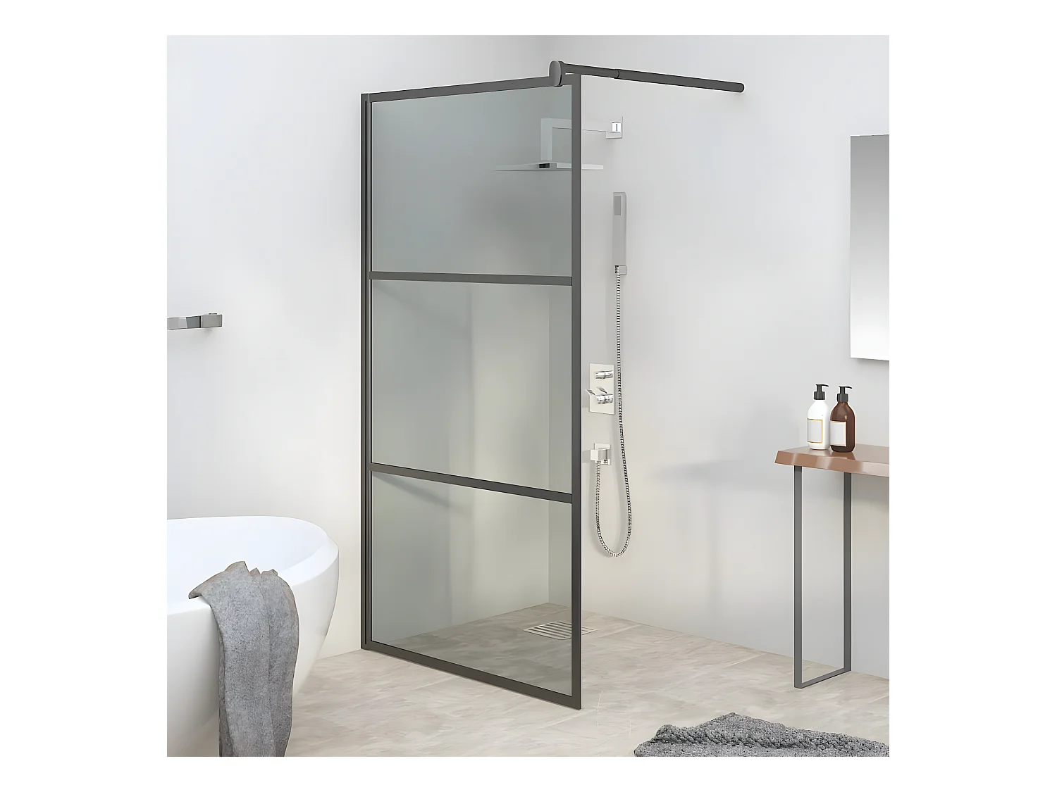 Paroi de douche 100x195 cm Verre ESG foncé Noir WVGQ3182