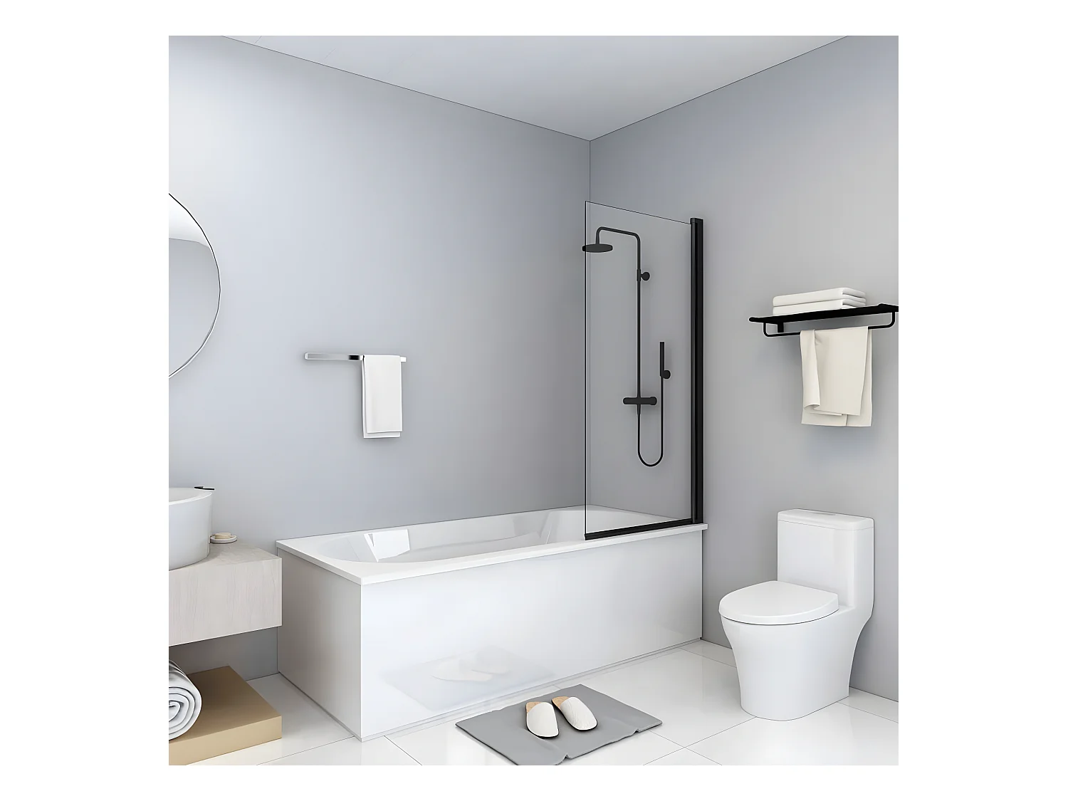 Paroi de douche ESG 68x130 cm Noir WVGQ7944